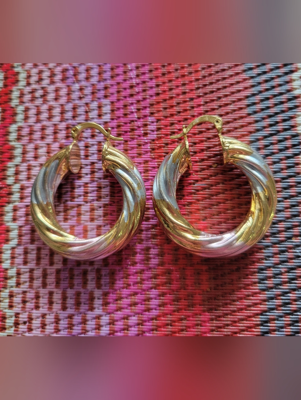 NWOT Stainless Gold & Silver Twisted Hoop Earrings - Women Jewelry